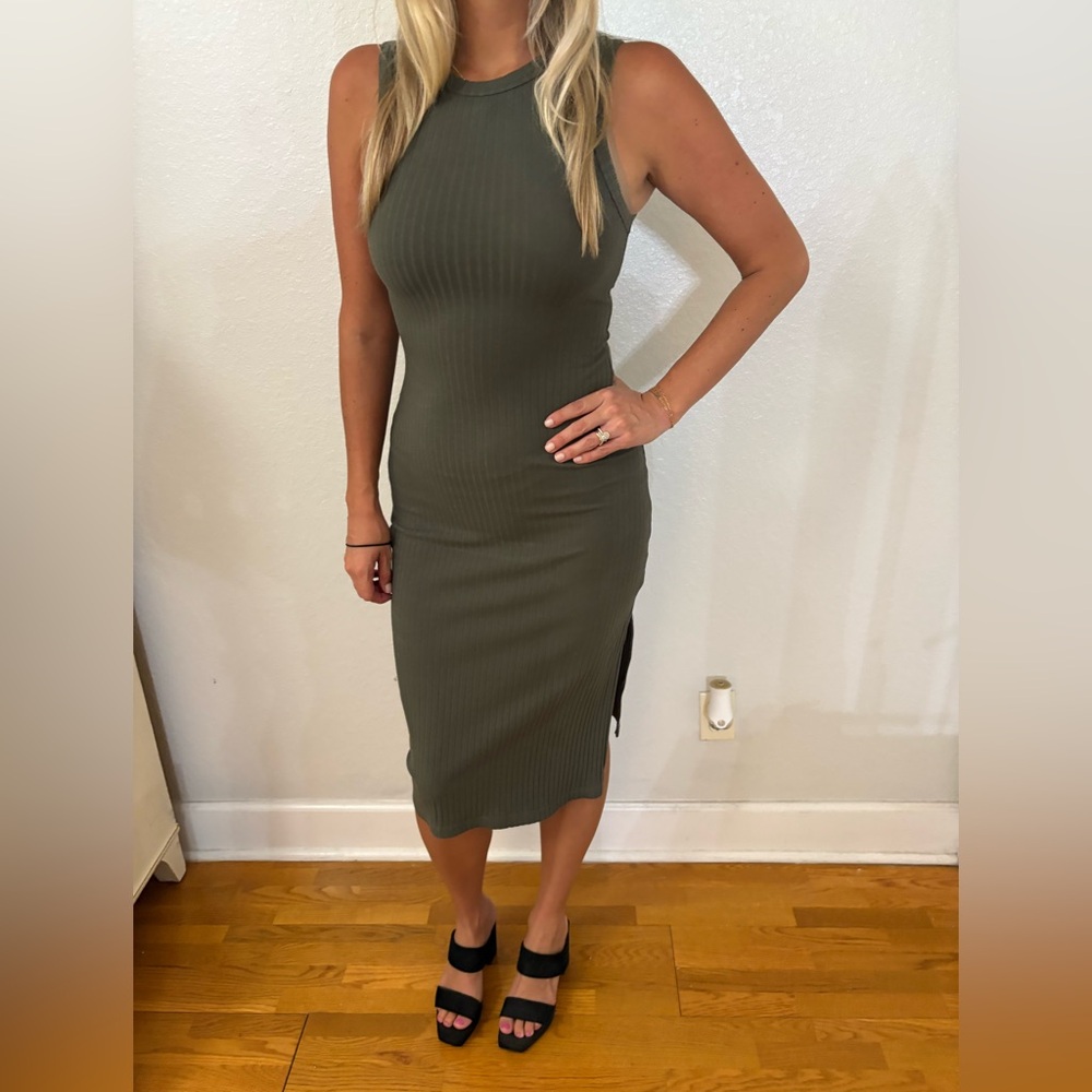 Sanctuary Green Ribbed Bodycon Midi Tank Dress